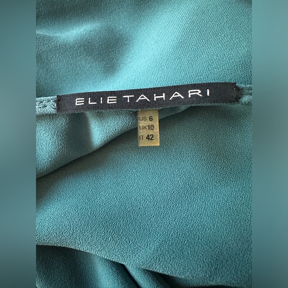 Elie Tahari Turquoise Ruffled Ruched Draped Dress Blue Sz 6 Sexy Flirty Designer - Picture 9 of 11